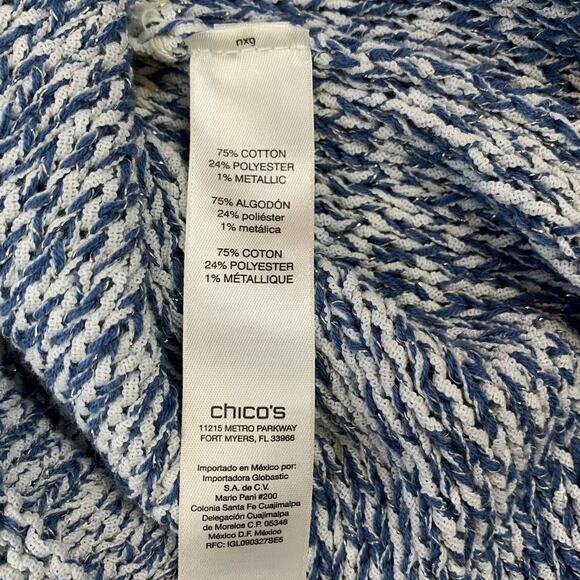 Chicos Sweater Space Dye Jewel Knit Stripe Metallic Thread Size Medium - Picture 5 of 8